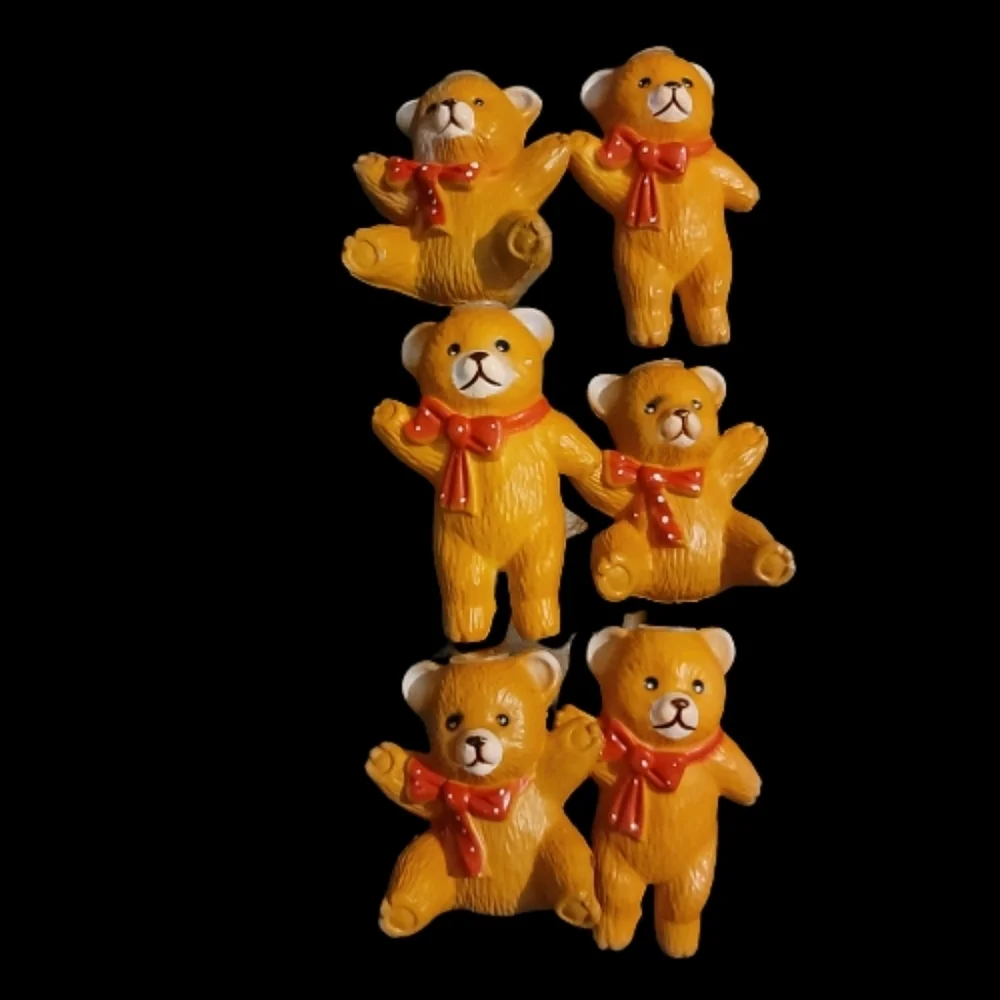 Christmas Bears Wearing Bow Vintage Tree Light Covers Set Of 6 Current Inc.